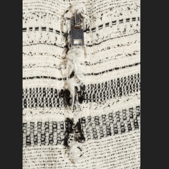 IRO Lizzie White Stripe Tweed Frayed Jacket sz 3 - Picture 7 of 11